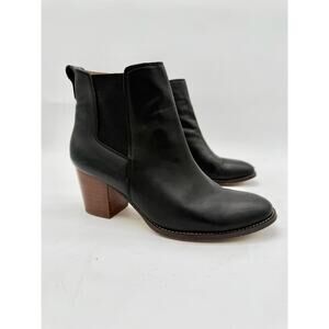 J. Crew Women's Black Leather Heeled Rory Chelsea Boot Size 7.5